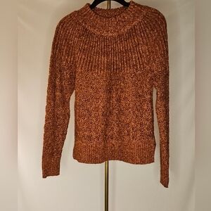 LUSH Burnt Orange Marled Knit Mock Neck Sweater